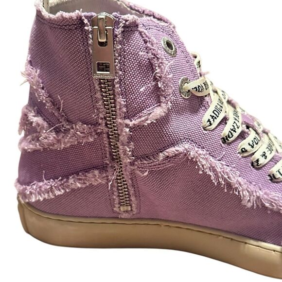 Zadig and Voltaire High Flash Canvas Boomerang Purple High Top Sneakers Size 40 main image 10